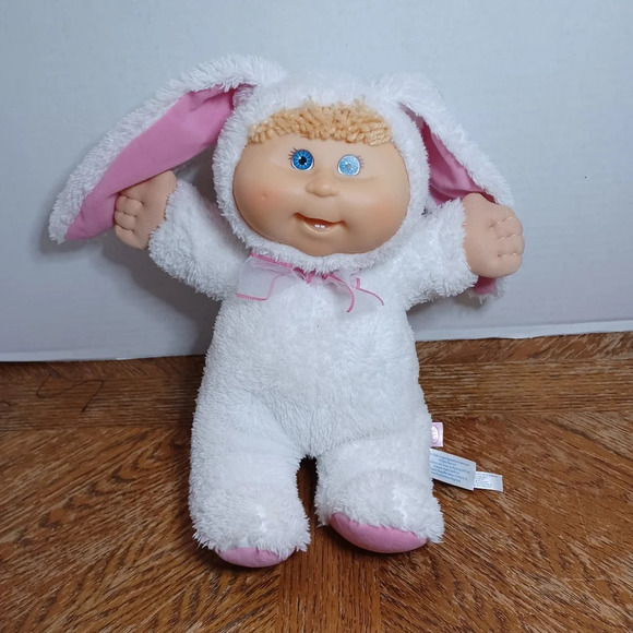 2006 Cabbage Patch Kids White Bunny Rabbit Pink Ears & Paws Blue Eyes 13”. See p - Picture 1 of 7